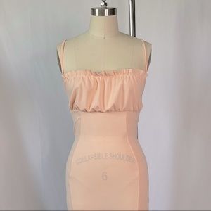 peach nude ruched bust strappy bodycon dress